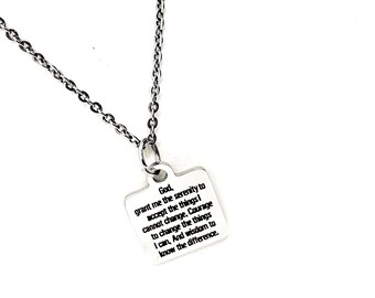 Serenity Prayer Gifts, Recovery Gifts, Serenity Prayer Necklace, Gift For Her, Recovery Jewelry, Serenity Courage Wisdom, Wisdom to Know