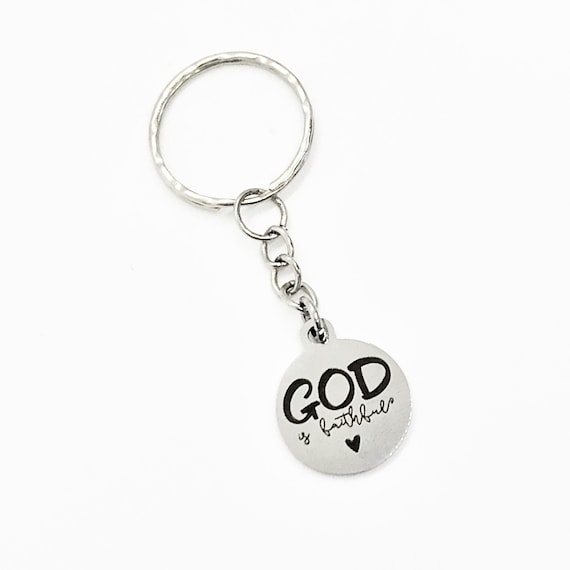 God Is Faithful Keychain, Christian Keychain, Christian Gift, Baptism Gift, God Is Faithful Charm, Charm Keychain