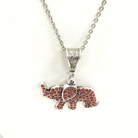 Red Elephant Necklace, Crystal Red Elephant, Red Elephant Pendant, Good Luck Jewelry, Good Luck Gift, Red Elephant Jewelry, Elephant Gift