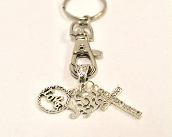 Portachiavi "Perché Dio ha tanto amato Giovanni 3:16", regalo di battesimo con croce dell'amore di Dio, regalo con versetto della Bibbia, regalo di laurea, regalo di cresima, regalo di auto nuova