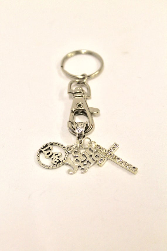 For God So Loved John 3:16 Keychain, Love of God Cross Baptism Gift, Bible Verse Gift, Graduation Gift, Confirmation Gift, New Car Gift