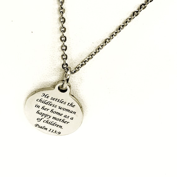 Christian Gift, He Settles The Childless Woman Necklace, Christian Jewelry, Christian Infertility Comfort Gift, Scripture Adoption Gift