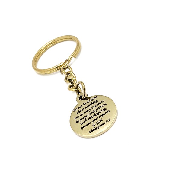 Scripture Quote, Do Not Be Anxious Keychain, Philippians 4 6 Charm, Present Your Requests To God, Faith Keychain, Christian Prayer Gift