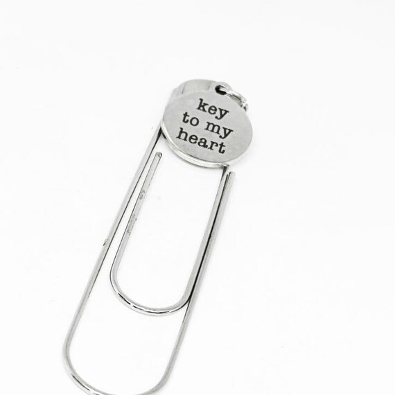 Key To My Heart Stainless Steel Engraved Charm Paperclip Bookmark Romantic Gift