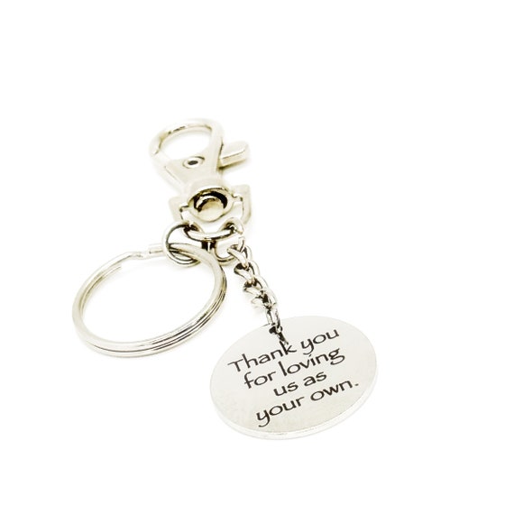 Thank You For Loving Us As Your Own Charm Keychain, Stepmom Gift, Stepdad Gift, Foster Parent Gift, Teacher Gift, Coach Gift, Gift For Her