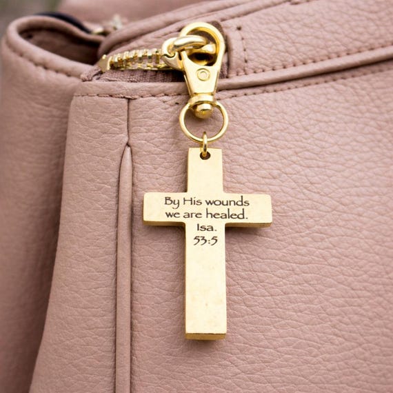 Isaiah 53 5 Gold-Plated Cross Clip Charm