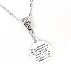 Scripture Gifts, He Who Has Begun A Good Work In You Necklace, Philippians 1 6 Pendant, Scripture Quote, Baptism Gift, Salvation Gift