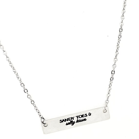 Beach Lover Gift, Sandy Toes and Salty Kisses Necklace, Wife Gift, Beach Trip Gift, Daughter Gift, Granddaughter Gift, Girls Weekend Gifts