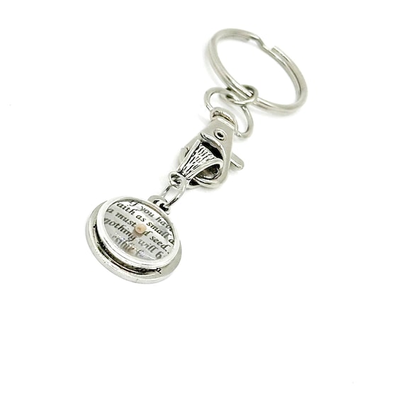 Mustard Seed Scripture Charm Key Chain, Mustard Seed Faith Gifts, Matthew 17 20, Scripture, Baptism Gifts, Christian, Mountain Moving