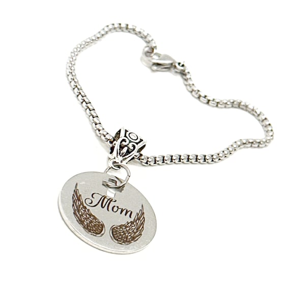 Mom Angel Wings Charm Bracelet Mom Memorial Sympathy Gift Remembering Her Wife Gift Friend Gift Loss of Mother Death Of Mom