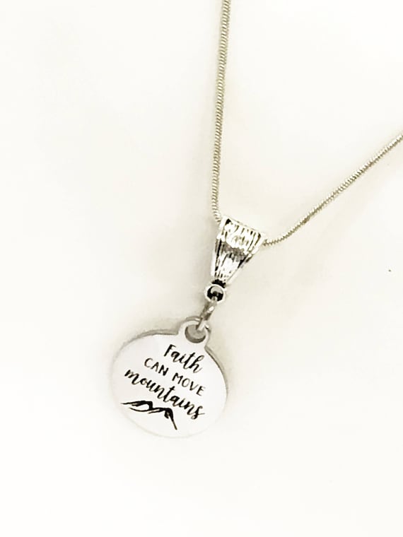 Faith Jewelry Gifts, Faith Can Move Mountains Silver Necklace, Encouragement Jewelry Gift, Encouraging Gift, Faith Gift For Her, Motivating