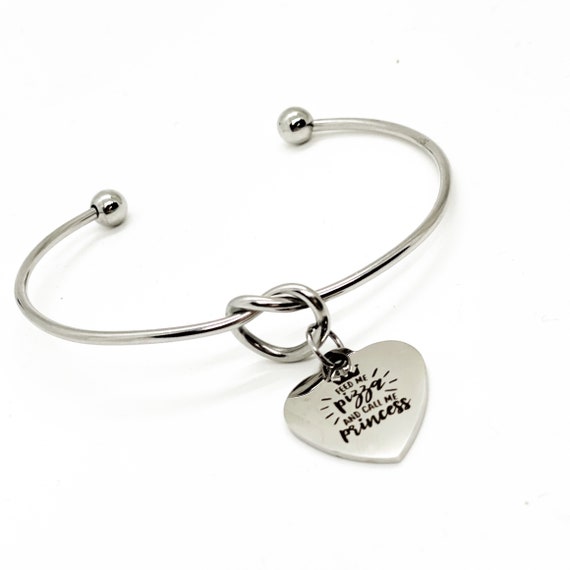Feed Me Pizza And Call Me Princess Charm Bracelet, Gift For Her, Daughter Gift, Wife Gift, Girlfriend Gift, Birthday Gift, Granddaughter