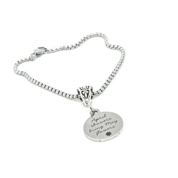 April Showers Bring May Flowers Charm Bracelet, Wife Gift, Daughter, Friend Gift, Difficult Times, Tough Times Gift, Sympathy Gift, For Her