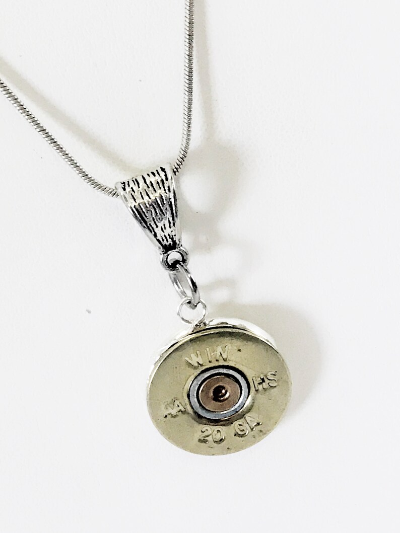 Shotgun Shell Necklace, 20 Gauge Shotgun Shell Pendant Necklace, Shotgun Shell Jewelry, 20g Shotgun Shell Jewelry, Shooting Sports Necklace image 2