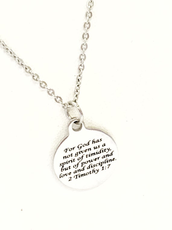 Christian Gift, Spirit Of Power Bible Verse, 2 Timothy 1 7, Scripture Jewelry, Motivation Jewelry, Motivational Quote, Success Quote Gift
