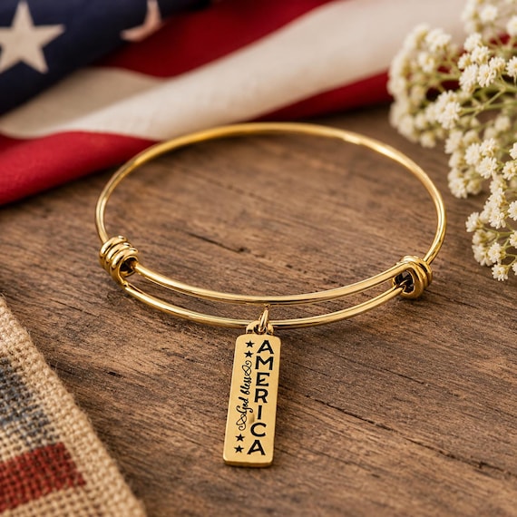 God Bless America Goldtone Bracelet