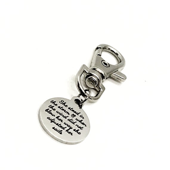 Bag Charm, She Stood In The Storm Charm Gift, Motivational Quote Gift, Adjust Your Sails, Encouragement Gift, Keychain Charm, Purse Charm
