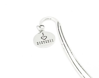 I Love CS Charm Bookmark, Binary Code, Coding, Son Gift, Daughter, Boyfriend, Girlfriend, Programmer, Going To College, Computer Science