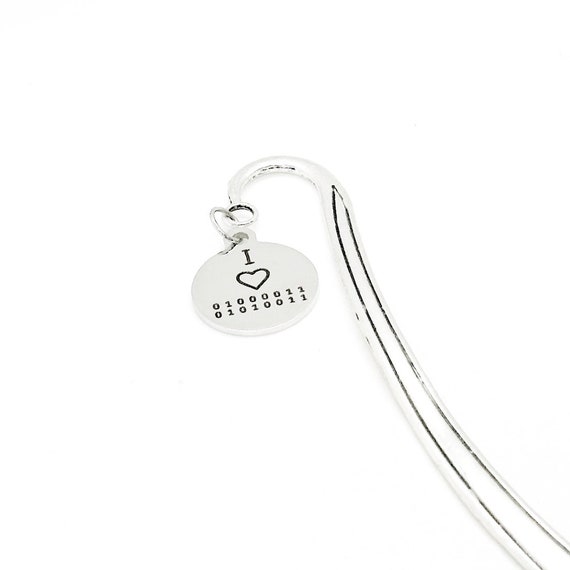 I Love CS Charm Bookmark, Binary Code, Coding, Son Gift, Daughter, Boyfriend, Girlfriend, Programmer, Going To College, Computer Science