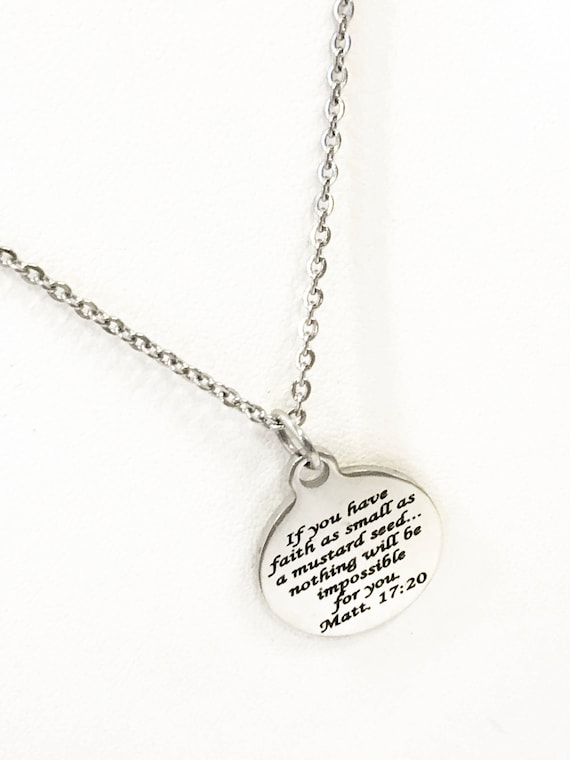 Scripture Jewelry, Mustard Seed Necklace, Matt 17 20 Bible Verse Necklace, Christian Jewelry, Scripture Gifts, Scripture Necklace