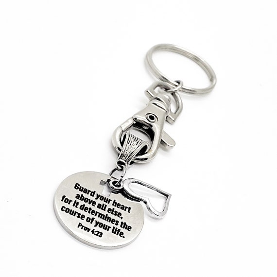 Scripture Gift, Guard Your Heart Above All Else, Proverbs 4 23 Keychain, Scripture Keychain, Faith Gifts, Bible Verse