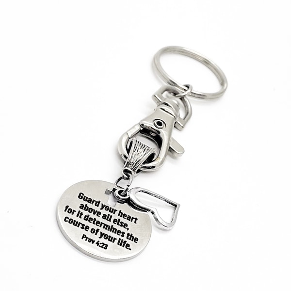 Scripture Gift, Guard Your Heart Above All Else, Proverbs 4 23 Keychain, Scripture Keychain, Faith Gifts, Bible Verse