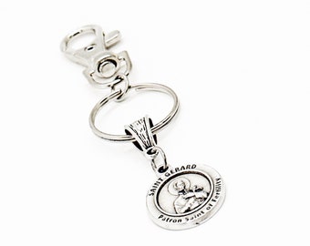 Llavero con dije de San Gerardo, santo patrón de la fertilidad, santos católicos, regalos de fe, para quienes intentan concebir, desean tener un bebé y rezan.