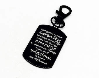 Breloque à clip gravée « Prière de la Sérénité », prière de guérison, porte-clés, Sérénité, Courage et Sagesse, cadeau « Prière de la Sérénité », breloque porte-clés
