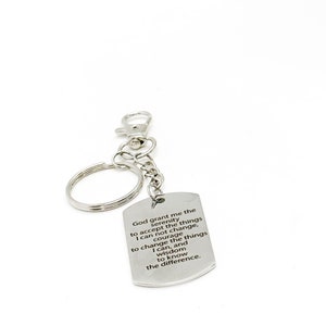 Serenity Prayer Clip On Charm Keychain, Serenity Prayer Charm, Serenity Prayer Keyring, Recovery Gift, Difficult Times Gift, God Grant Me