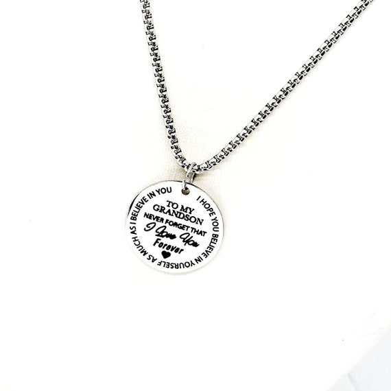 To My Grandson Necklace, Believe In Yourself, I Believe In You, Grandson Graduation, Going To College, Gift For Him, Grandson Birthday