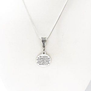 Schrift Geschenk, suchen Sie zuerst das Königreich Gottes Halskette, Matthäus 6 33, Schrift Schmuck, Bibel Vers Schmuck, Bibel Vers Halskette Bild 3