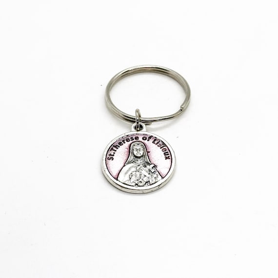 Patron Saint Gifts, Saint Therese of Lisieux Charm Keychain, Patron Saint Of Missionaries, Terminal Illnesses, Orphans, Homeless, Aviators