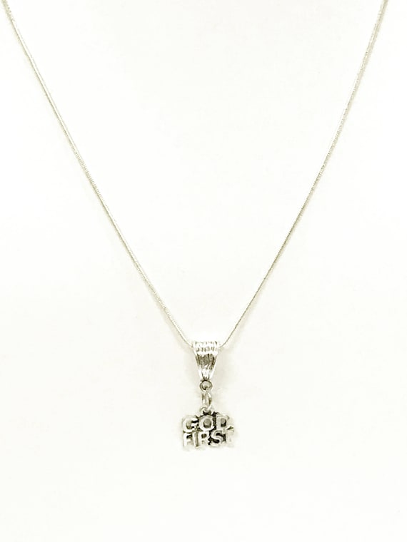 God First Necklace, Christian Jewelry Gift For Her, Religious Wedding Jewelry, Graduation Gift, Going to College Gift For Daughter, Baptism