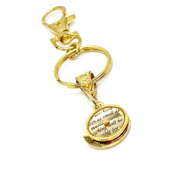 Goldtone Mustard Seed Charm Key Chain, Mustard Seed Faith Gifts, Matthew 17 20 Gifts, Scripture Keychain, Baptism Gifts, Christian Gifts