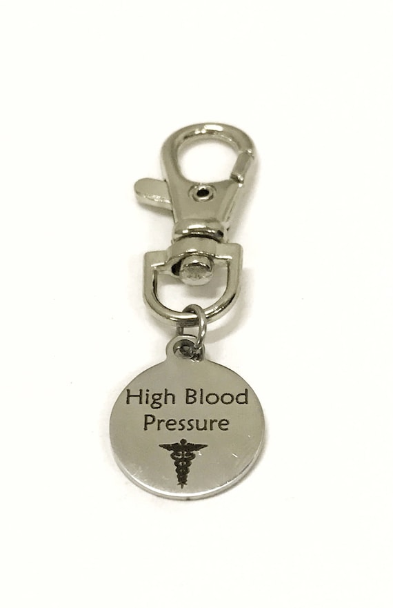 High Blood Pressure Zipper Pull, High Blood Pressure Medical ID Tag, Medical Awareness Tag, High Blood Pressure Medical Awareness Gift