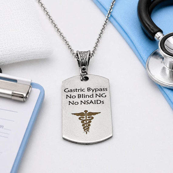 Gastric Bypass Medical Alert Dog Tag Necklace