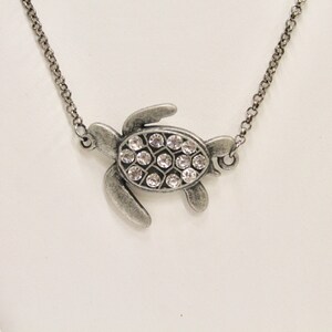 Gunmetal Silver Turtle Connector Pendant Necklace, Gift For Her, Turtle Jewelry, Turtle Necklace, Turtle Lover Jewelry, Beach Lover