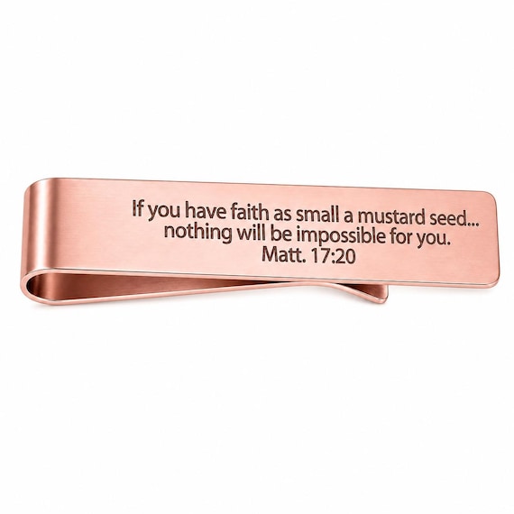 Mustard Seed Rose Goldtone Scripture Tie Clip