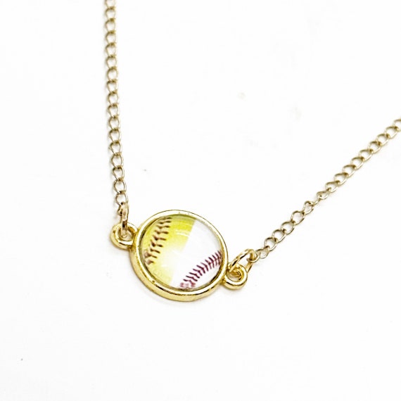 Softball And Baseball Split Connector Pendant Necklace, Softball Player, Baseball Player, Softball Daughter, Mom Gift, Wife Gift For Her