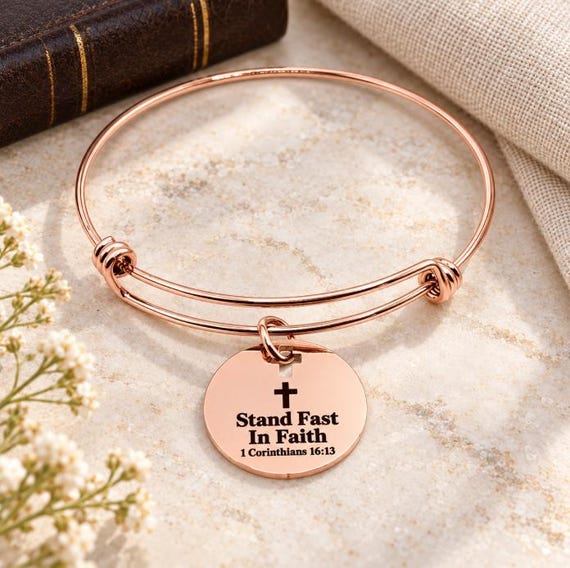 Stand Fast In Faith Rose Goldtone Charm Bracelet