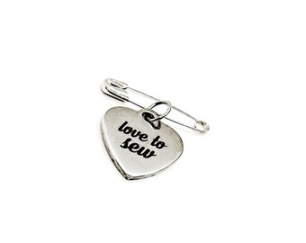 Love To Sew Pin, Sewing Place Marker, Seamstress Gift, Needle Minder, Mom Gifts, Sewing Circle, Sewing Friends, Sewing Gifts For Her