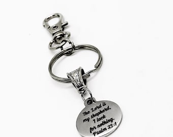 The Lord Is My Shepherd Keychain, Psalm 23 1, Clip On Keychain, Gift For Her, Wife Gift, Daughter Gift, Faith, Scripture, Christian, Baptism