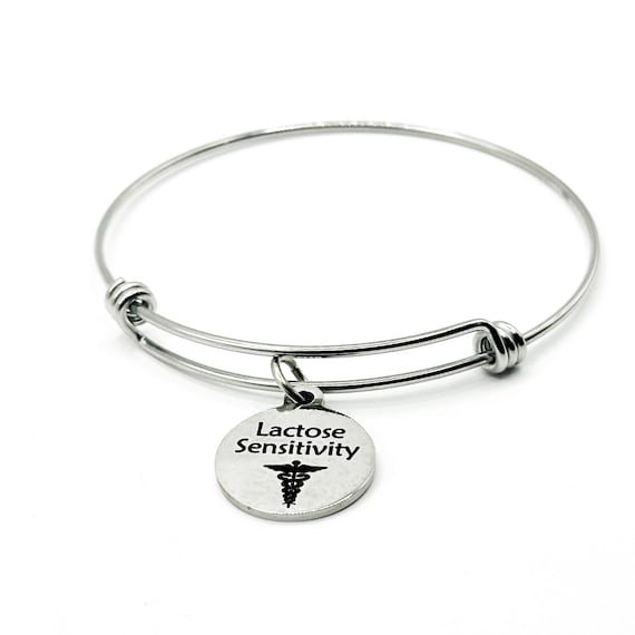 Lactose Sensitivity Medical Condition Charm Bracelet Stainless Steel Expanding Bangle Food Sensitivity Awareness Jewelry