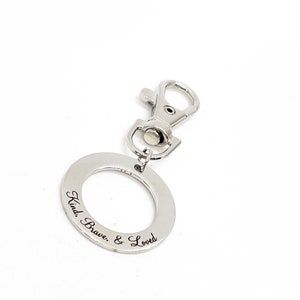 Motivating Gift, Kind Brave and Loved Keychain Charm, Daughter Gift, Granddaughter Gift, Gift For Her, Love Gift, Keychain Clip On Charm