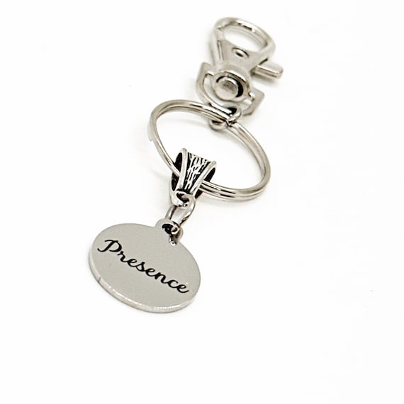 Presence Charm Keychain, Affirmation Gift, Word Charms, Presence Mindset, Gift For Her, Wife Gift, Be In The Moment, Gift For Me