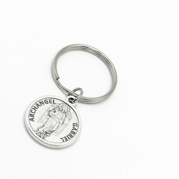 Archangel Gabriel Charm Keychain, Lawyer Gift, Judge Gift, Prayer for Diplomacy, Give Us Reason and Humility, Wife, Husband, Him, Her