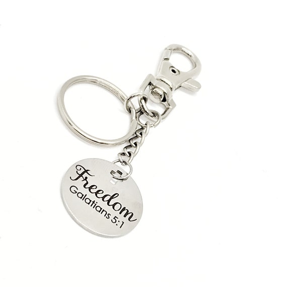 Faith Gift, Freedom Keychain, Christian Freedom, Galatians 5 1, Keychain Gift, Sunday School Gift, Christian Gift, Scripture Charm Keychain