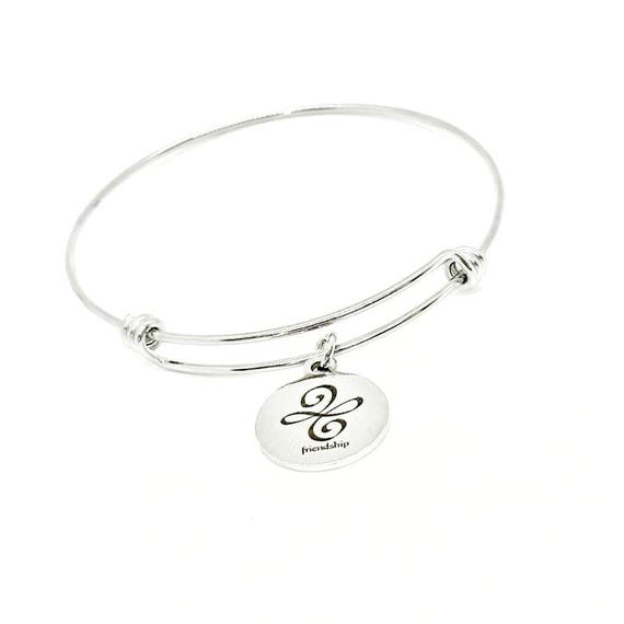Friendship Symbol Charm Bracelet, Stacking Bangle, Friend Gift, Friends Forever, Gift For Her, Friend Love, Expanding Bangle, Sisters Gift