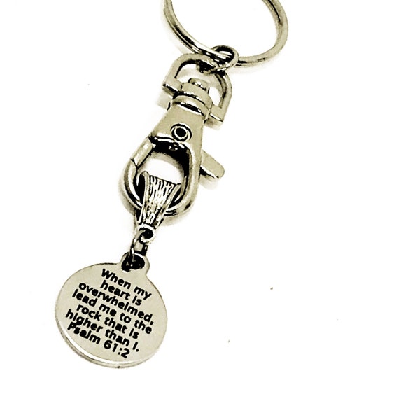 Christian Gift, When My Heart Is Overwhelmed Keychain, Christian Keychain, Christian Charm, Scripture Gift, Bible Verse Gift