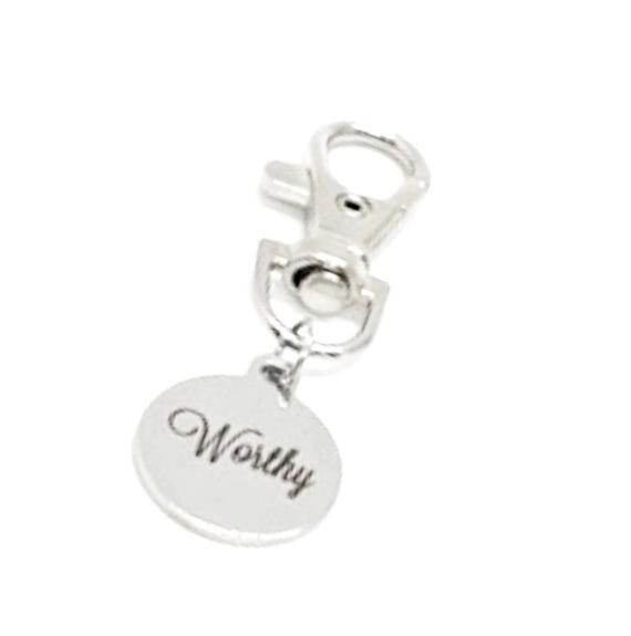 Worthy Clip On Charm, You Are Worthy Clip, Keychain Clip, Girlfriend Gift, Daughter Gift, Keychain Charm, Zipper Pull, Motivating Bag Clip